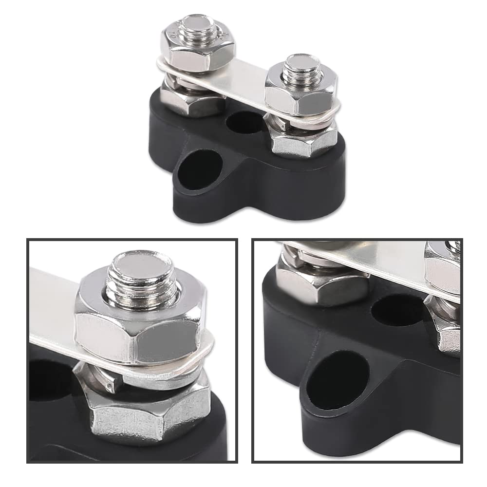 G-PLUS Red Black Junction Block Power Post Insulated Terminal Stud Battery 5/16" Ring 2Pcs Battery Post