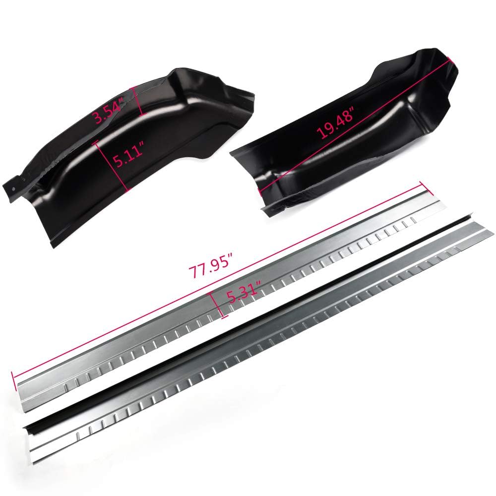 Compatible With Chevy Silverado GMC Sierra 1999-2007 4 Door Extended Cab Inner & Outer Rocker Panels Protector And Cab Corners Kit Replacement 1 Pair