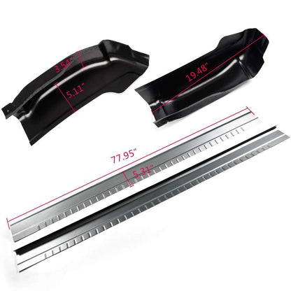 Compatible With Chevy Silverado GMC Sierra 1999-2007 4 Door Extended Cab Inner & Outer Rocker Panels Protector And Cab Corners Kit Replacement 1 Pair