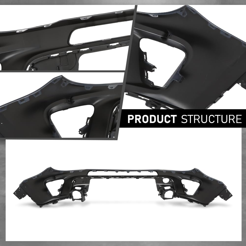 G-PLUS 1PC Front Upper Bumper Cover Compatible with Jeep Renegade Non Trailhawk 2019 2020 2021 2022, 6VM44TZZAA, CH1014136, Black