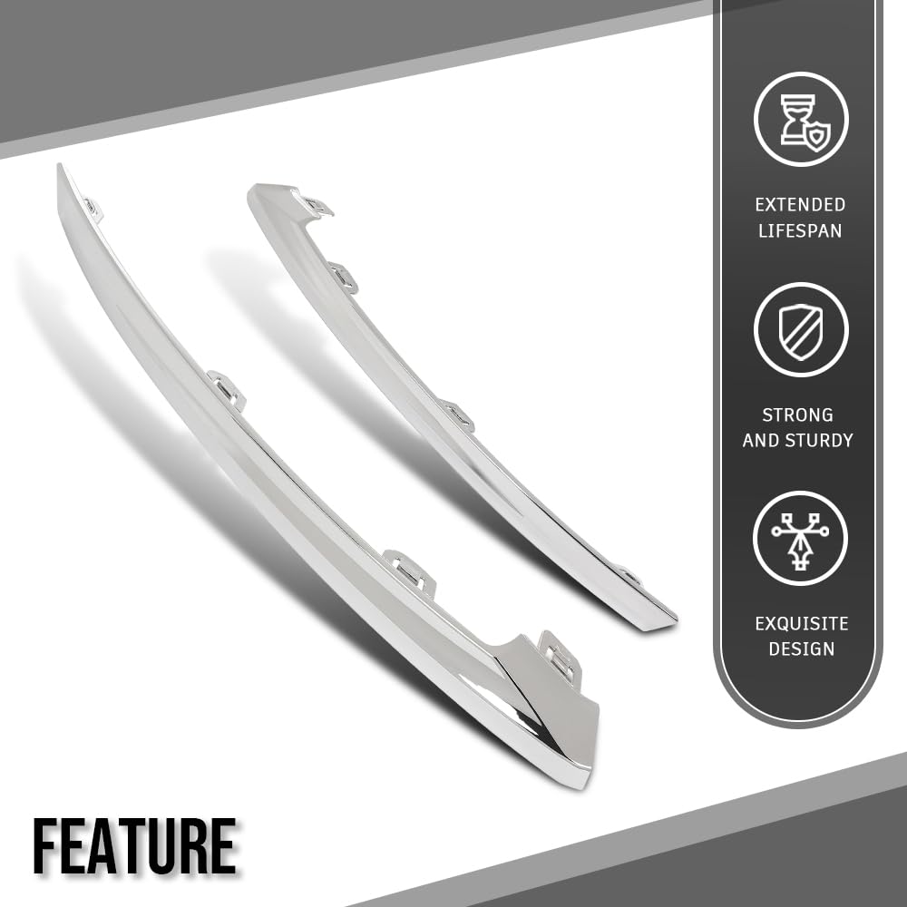 G-PLUS Front Bumper Molding Trim Cover Right & Left Compatible with Volvo XC60 2022 2023 2024 32227905, 32227906 Silver