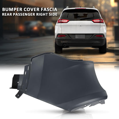 G-PLUS Rear Bumper Cover Fascia Passenger Right Side Compatible with Jeep Cherokee 2014-2018 Black
