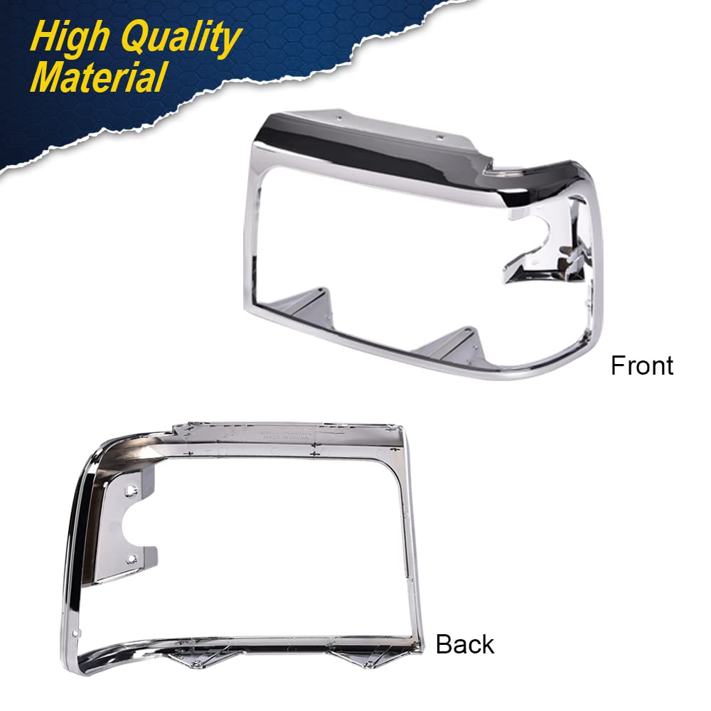 G-PLUS Grille Headlight Door Bezel Chrome Set Compatible with 1992-1996 Bronco/1992-1997 Ford F150 F250 F350 Grille Trim Door Right Passenger & Left Driver Side 2pcs