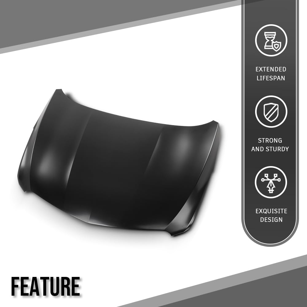 G-PLUS Front Hood Panel Compatible with Cadillac XT5 2017-2023 Black