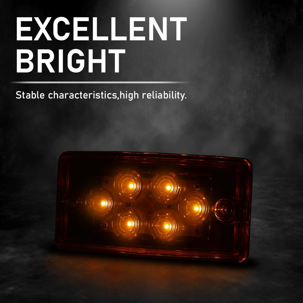 G-PLUS LED Front 5pcs Rectangle Cab Lights, Fit Freightliner Century/Columbiaor/Volvo Trucks, Amber Top Roof Running Cab Marker Light, Clearance & Indicator Lamp