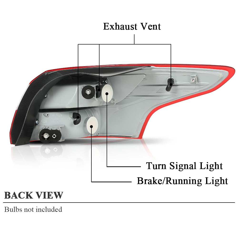 G-PLUS Rear Tail Light Compatible with 2012 2013 2014 Ford Focus 4-Door DM5Z13405E (Compatible 4-Door Sedan Model) Luces Traseras, Faros Traseros Brake Lamp w/o Bulbs Left Driver SideAssembly