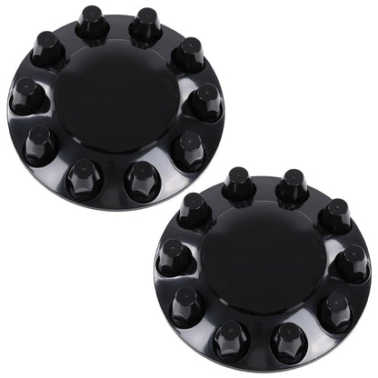 G-PLUS Front Wheel Covers Hub Axle Semi Fit Most of 10 Holes 20" & 22.5" & 24.5" Semi-Truck Wheels with 11.25" Bolt Circle Wheels Glossy Black Plastic ABS