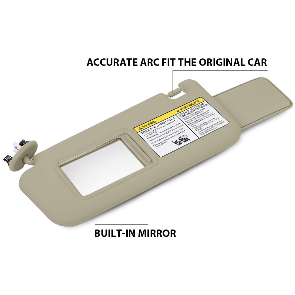 G-PLUS Beige Left Side Sun Visor with Mirror Compatible with Toyota RAV4 2006-2013 74320-42501-A1