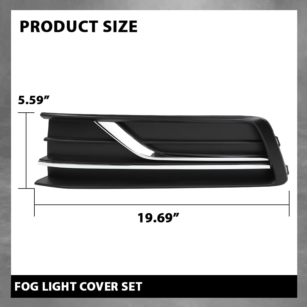 G-PLUS Bumper Lower Fog Light Cover Right and Left Side Compatible with Volkswagen Passat 2016-2019 561854661LRYP, 561854662GRYP, VW1038145, VW1039145