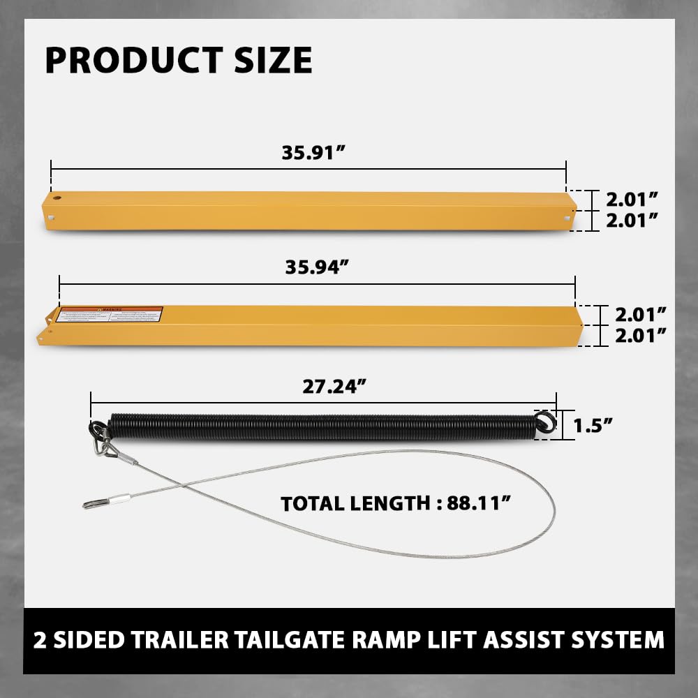 G-PLUS 1set Trailer Tailgate Liftgate Ramp Lift Assist System Fit Wide Range of Trailers,Fit 350 pounds Trailers with Side Rails Between 10 and 24 inches, Tailgate Heights Between 4 and 6 feet