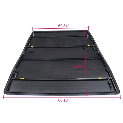 G-PLUS Black Soft Four Fold Truck Bed Tonneau Cover Compatible with 2007-2013 Chevy Silverado/GMC Sierra 1500 2500 HD | Fits 6.6' 6.6ft Bed