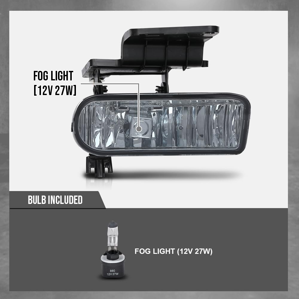 G-PLUS Fog Lights, Compatible with GMC Sierra 1999-2002/Fit GMC Yukon/Yukon XL 2000-2006 Fog Light Bumper Lamps Left/Right Smoky Lens(Not fit C3 & Denali models)