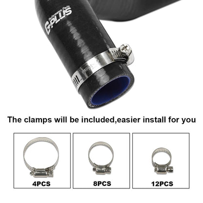 G-PLUS Silicone Radiator Hose Kit w/Clamps Compatible with Honda/Acura Integra DC4 DB7 RS LS GS SE with B18B1 Engine 1994-2001 Black