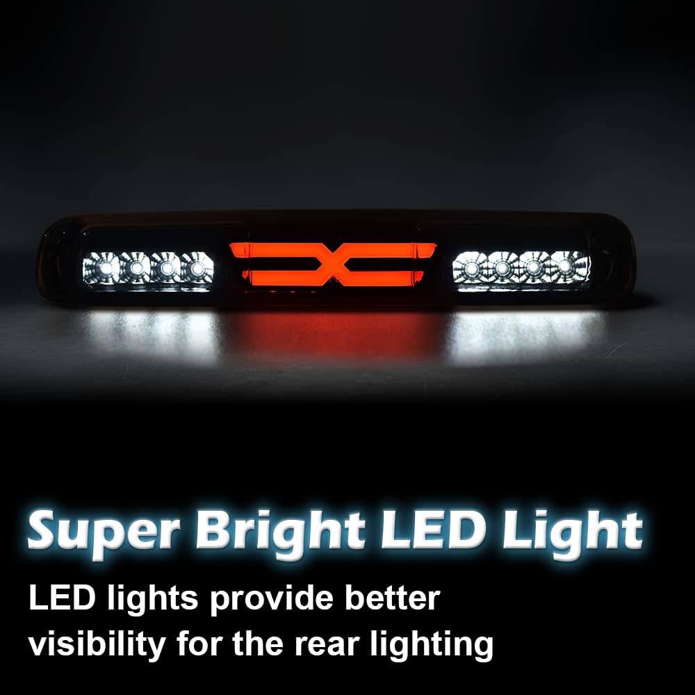 G-PLUS LED Third TailType X Brake Light High Mount Stop Lamp Reverse Light Turn Signal Light Compatible with Chevy Silverado/GMC Sierra 1500 2500 3500 & HD Models 1999-2006 5978318 16525205 Clear Lens