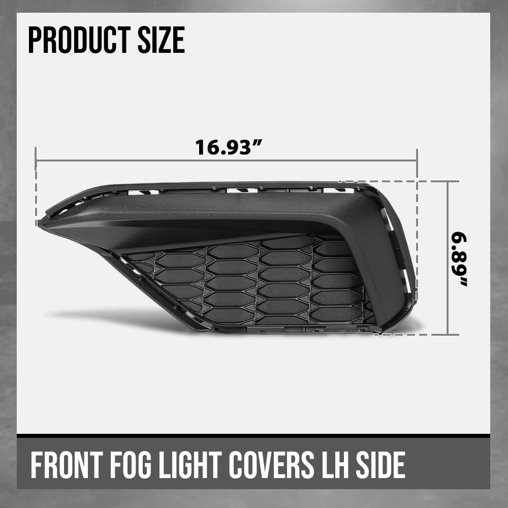 G-PLUS Fog Light Covers Front Driver Left Side Compatible with Ford Mustang 2023-2024 PR3Z17E811AA, FO1038237 Black