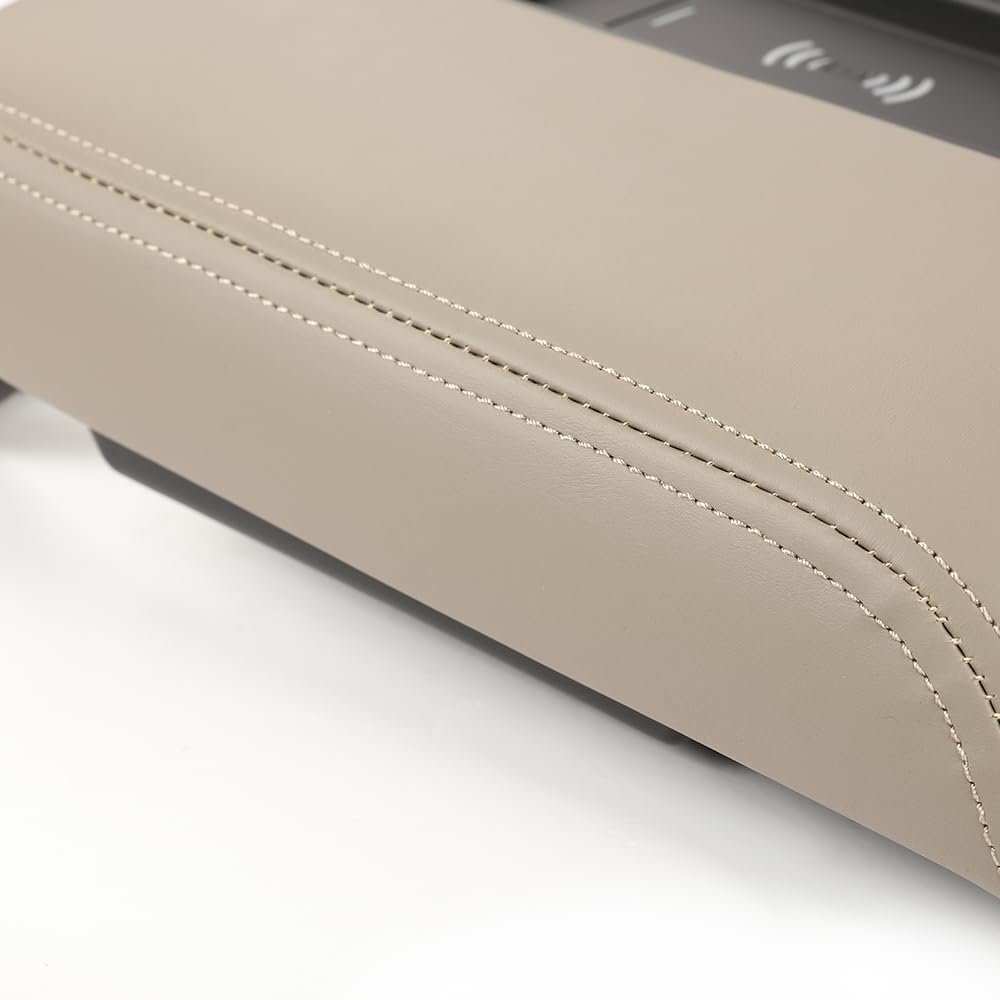 G-PLUS Brown Center Console Armrest Lid w/Wireless Charger Compatible with 2015 2016 2017 2018 2019 Chevy Tahoe/Suburban GMC Yukon/Yukon XL