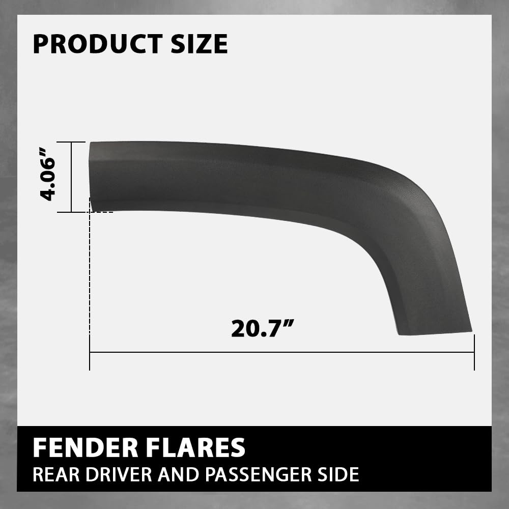 G-PLUS Rear Left and Right Fender Flares Compatible with Jeep Renegade 2015-2023 Wheel Opening Molding Arch Trim 5XB67LXHAA, 5XB66LXHAA, CH1790104, CH1791104 Black