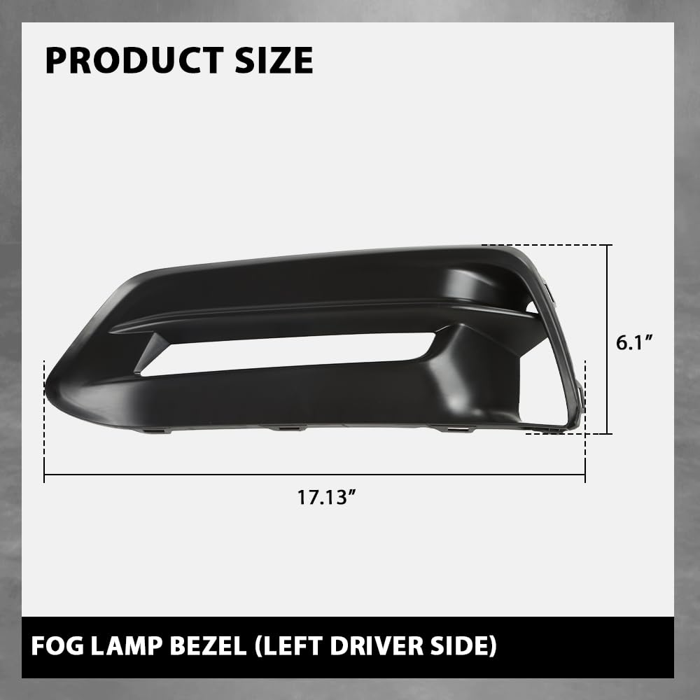 G-PLUS Front Bumper Fog Lamp Bezel Light Cover Left Driver Compatible with Honda Accord Sedan 2018-2020 Black