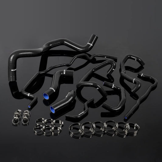 G-PLUS Silicone Radiator Coolant Hose Kit Clamps Compatible With 1999-2006 Volkswagen VW Golf Mk4 Turbo 1.8T Black