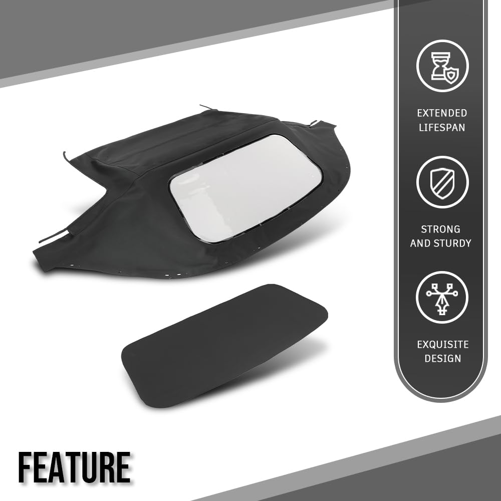 G-PLUS Convertible Soft Top w/Plastic Window Compatible with Mazda Miata 1990-2005 Black