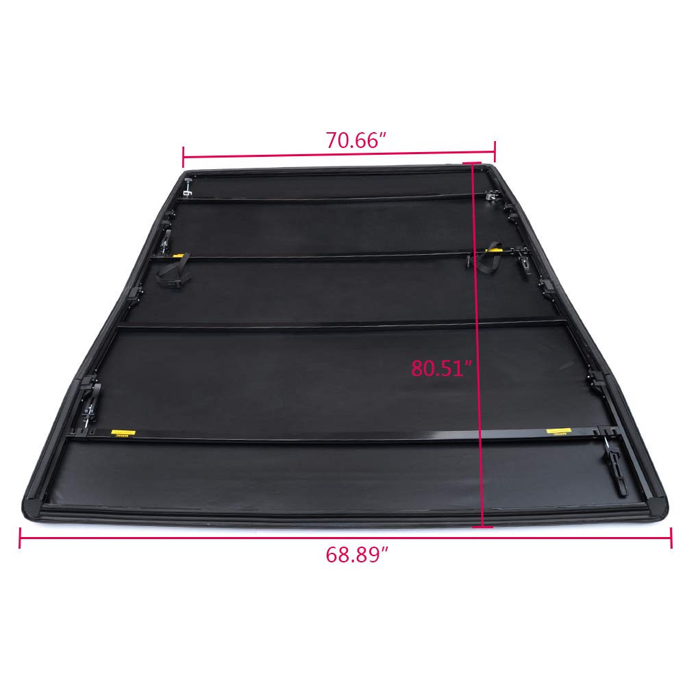 G-PLUS 6.5ft Short Bed 4 Fold Tonneau Cover Compatible with 2009 2010 2011 2012 2013 2014 Ford F150 Black