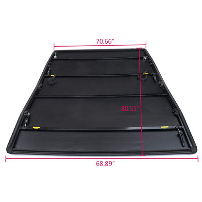 G-PLUS 6.5ft Short Bed 4 Fold Tonneau Cover Compatible with 2009 2010 2011 2012 2013 2014 Ford F150 Black