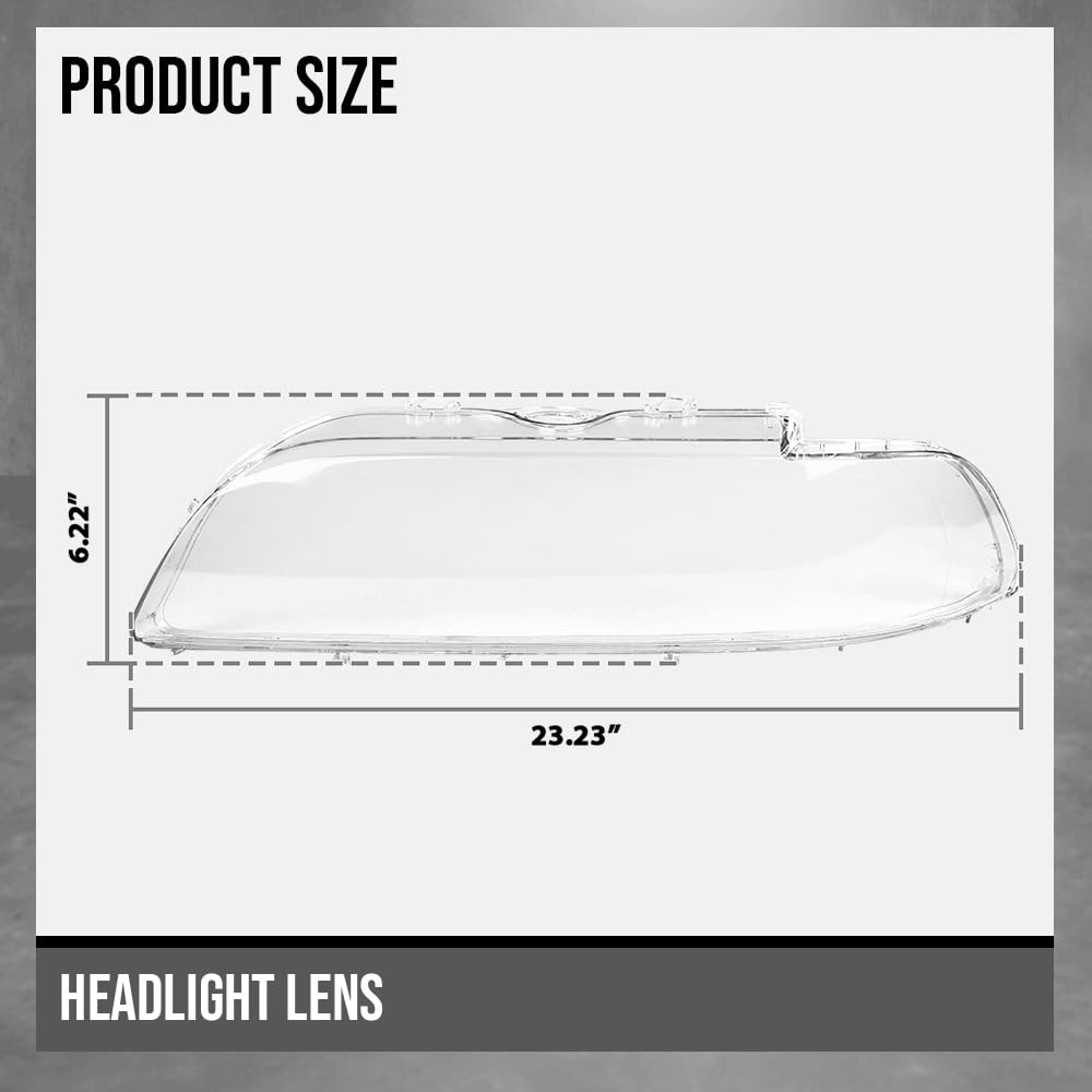 G-PLUS Headlight Lens Cover Compatible with BMW 5 Series E39 Facelift 2000-2003 Left & Right Pair Front Headlamp Lens Cover Clear