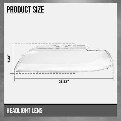 G-PLUS Headlight Lens Cover Compatible with BMW 5 Series E39 Facelift 2000-2003 Left & Right Pair Front Headlamp Lens Cover Clear