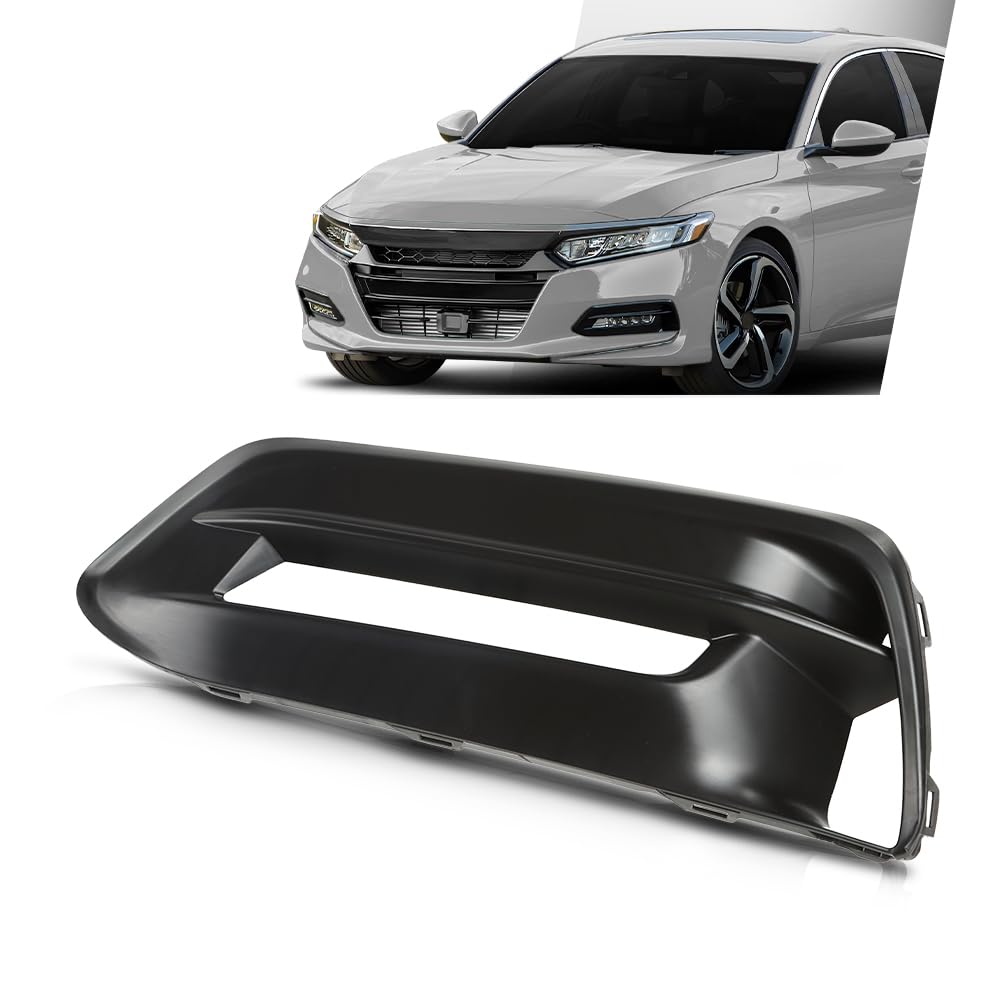 G-PLUS Front Bumper Fog Lamp Bezel Light Cover Left Driver Compatible with Honda Accord Sedan 2018-2020 Black