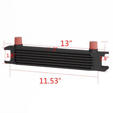 G-PLUS Engine Transmission Oil Cooler 7Row for Universal AN10 Aluminum Black Front View