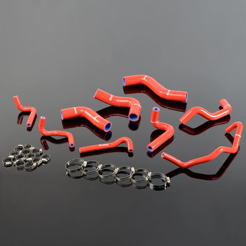 G-PLUS Silicone Radiator Hose Kit w/Clamps Compatible with Mazda MX5 MX-5 Miata NA6CE B6ZE 1.6L 1889-1993 (Red 9 PCS)