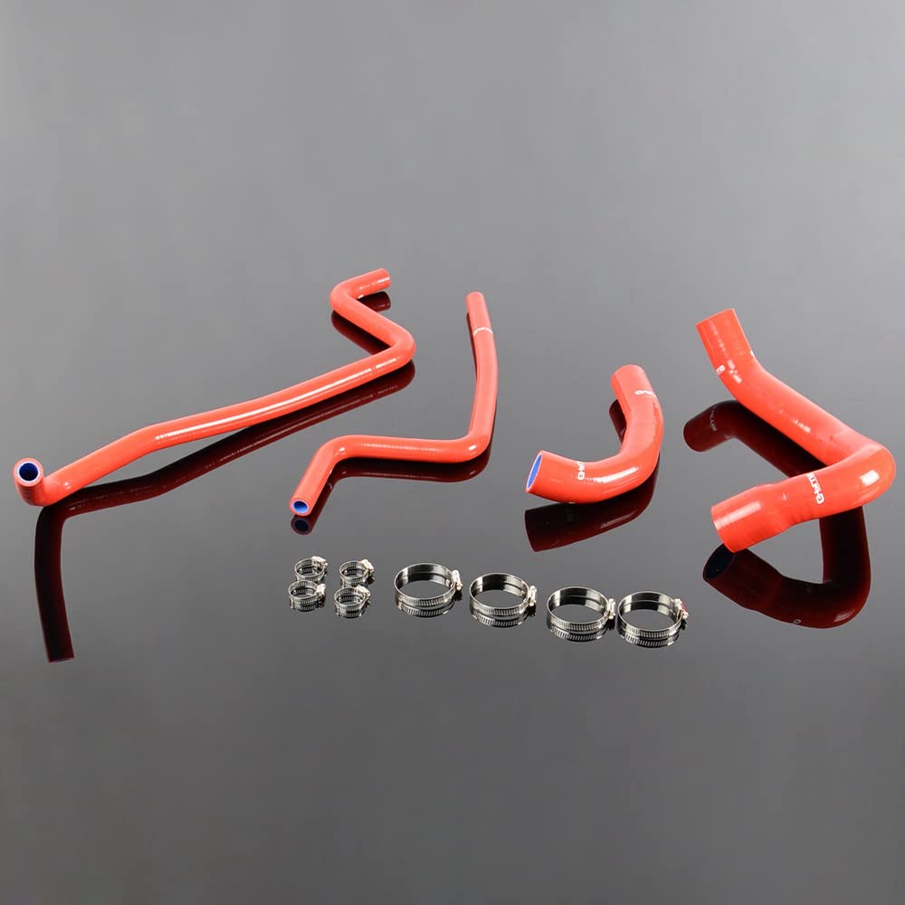 G-PLUS 3-Ply Silicone Radiator Heater Hose Clamps Kit Compatible with 1997-2001 Jeep Wrangler TJ 4.0L High Performance 4PCS Red