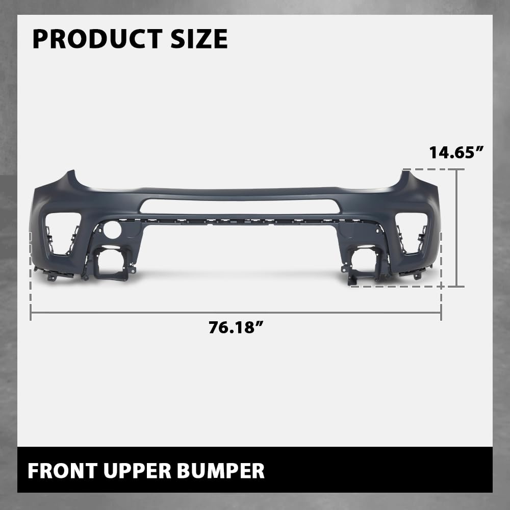 G-PLUS 1PC Front Upper Bumper Cover Compatible with Jeep Renegade Non Trailhawk 2019 2020 2021 2022, 6VM44TZZAA, CH1014136, Black