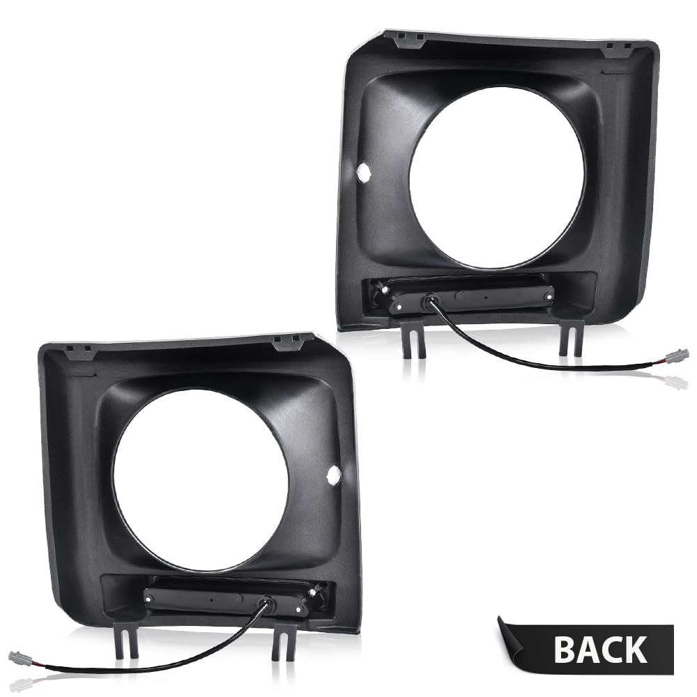 G-PLUS Silver Headlight Bezel with LED DRL Light Strip & Wire harness Compatible with 1990-2018 Mercedes Benz G-class W463 G63 G65 G500 G550 G55 AMG