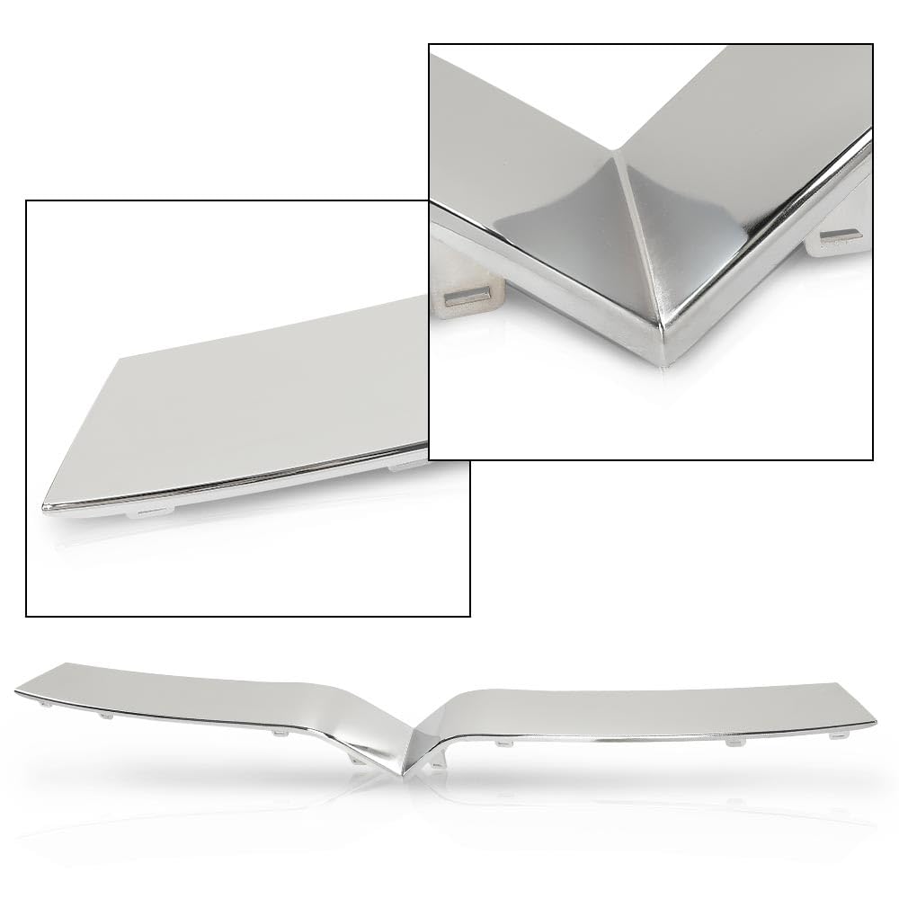 G-PLUS Front Upper Grille Trim Bright Chrome Compatible with Tesla Model X 2016-2020 1047022-00-D, 104702200D Silver ABS