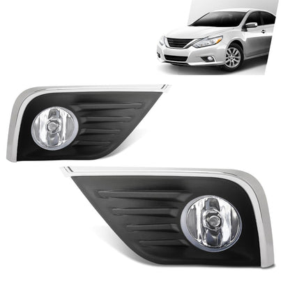 G-PLUS Front Bumper Fog Lights Lamps Assembly Left and Right Side W/Wiring Harness Compatible with Nissan Altima 4-Door 2016-2018 261558990A, 261508990A, 622579HS0B, 622569HS0B Black