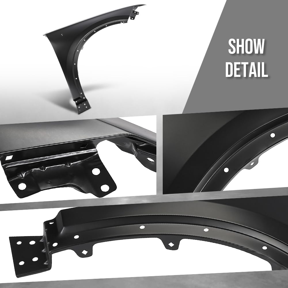 G-PLUS Fender Front Passenger Right Side Compatible with Cadillac XT6 (submodel: Premium Luxury, Sport) 2020-2024 84596460, GM1241423 Black