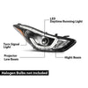 G-PLUS Headlight DRL LED Projector Right Passenger Compatible with Hyundai Elantra 2014-2016 Clear Lens Black Housing Amber Reflector Bumper Headlamps,faros delanteros