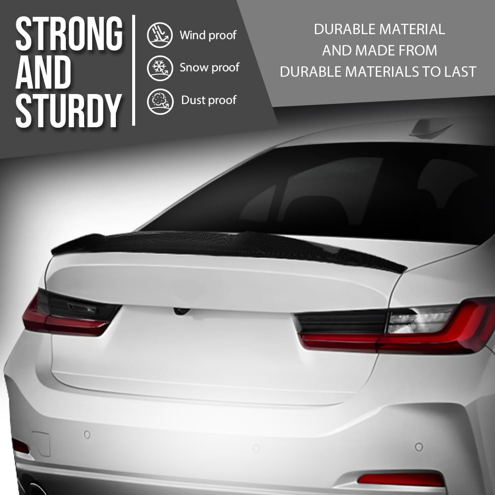 G-PLUS Rear Trunk Spoiler Wing Compatible with BMW G20 3 Series 4 Door Sedan 2019 2020 2021 2022 2023 2024 2025, Fit BMW G80 M3 Sedan 2021 2022 2023 2024 2025 Carbon Fiber Black