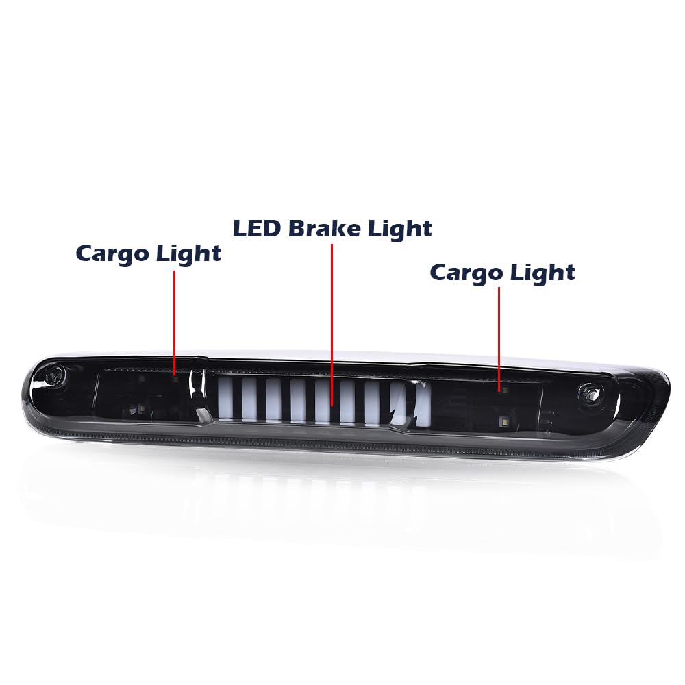 G-PLUS LED Third Brake Light Compatible With 07-14 Chevy Silverado/GMC Sierra,3RD LED Bar Brake/Cargo Light,Type I (Smoky lens Black Housing Amber Reflector)