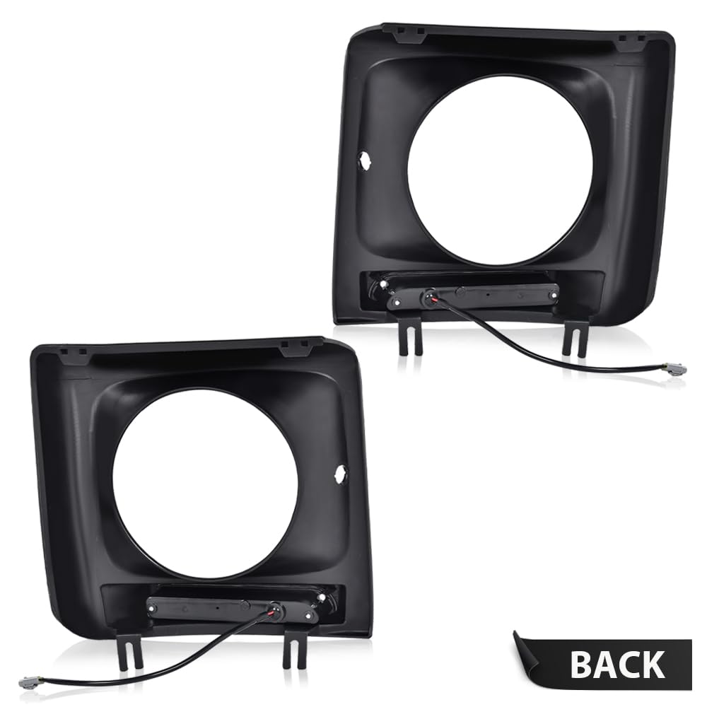 G-PLUS Black Headlight Bezel w/LED DRL Light Strip & Wire harness Compatible with 1990-2018 Mercedes Benz G-class W463 G63 G65 G500 G550 G55 AMG