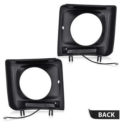 G-PLUS Black Headlight Bezel w/LED DRL Light Strip & Wire harness Compatible with 1990-2018 Mercedes Benz G-class W463 G63 G65 G500 G550 G55 AMG