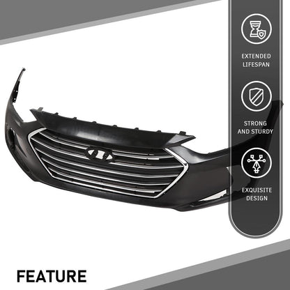 G-PLUS Front Bumper Cover Grille Set Compatible with Hyundai Elantra 2017-2018