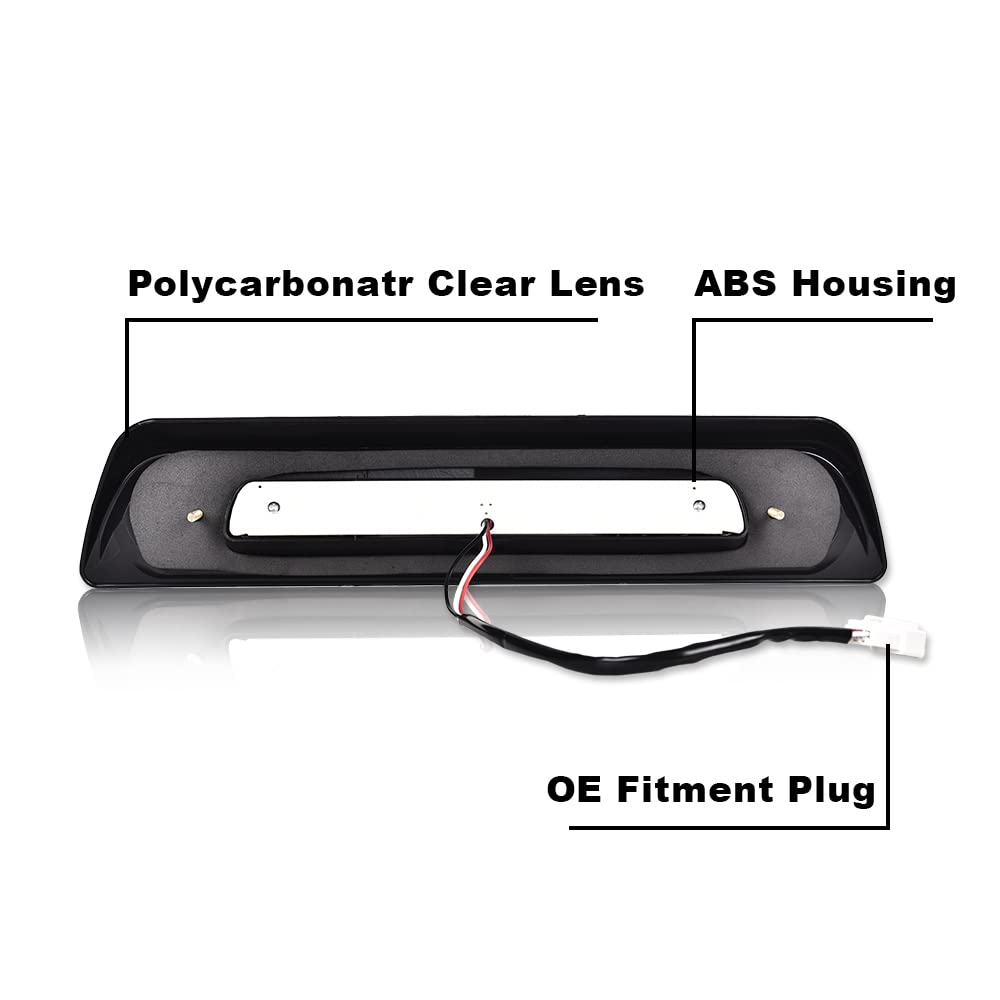 G-PLUS LED Third Brake Light Compatible with Toyota Tundra 2007-2018, 3rd High Mount Cargo Light, Type X, Smoky Lens Black Housing, 81570-0C050