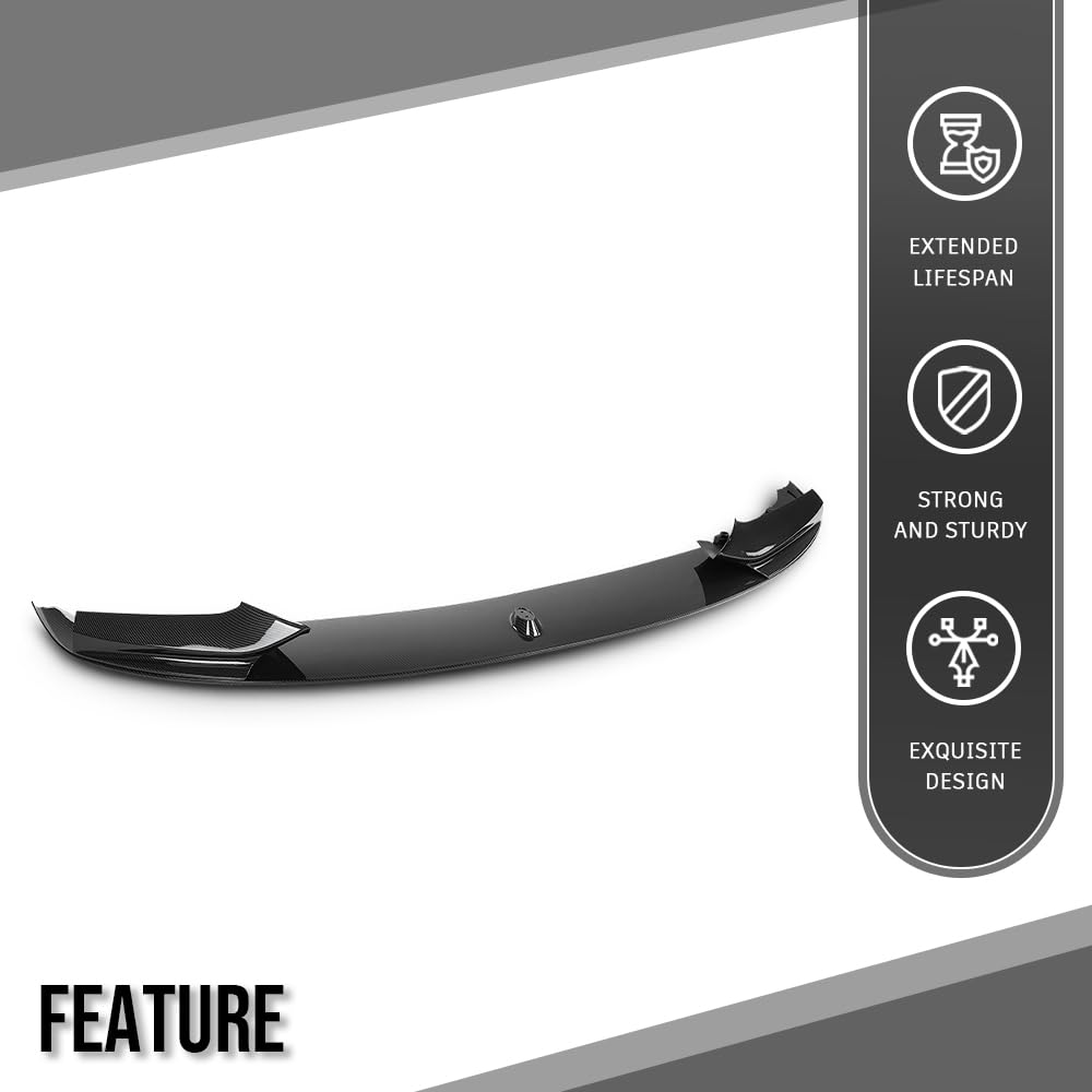 G-PLUS Front Bumper Lip Splitter Spoiler Compatible with BMW F10 5 Series M Sport 2011 2012 2013 2014 2015 2016, Only Fit Model with M Sport Bumper Front Lip Spoiler Splitter Carbon Fiber Black