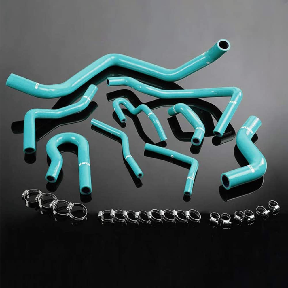 G-PLUS Silicone Radiator Coolant Hose Kit Clamps Replacement For 1992-2000 HONDA CIVIC D15 D16 SOHC EG/EK Fluorescent 9PCS