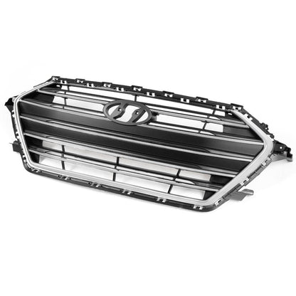 G-PLUS Front Upper Bumper Grille Compatible With Hyundai Elantra 2017 2018 Chrome & Black Grill Trim