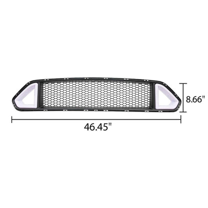 G-PLUS Front Hood Bumper Upper Grille Triangle LED DRL Strip Mesh Styling Compatible With Ford Mustang 2018-2020 (not fit Shelby GT500 models)