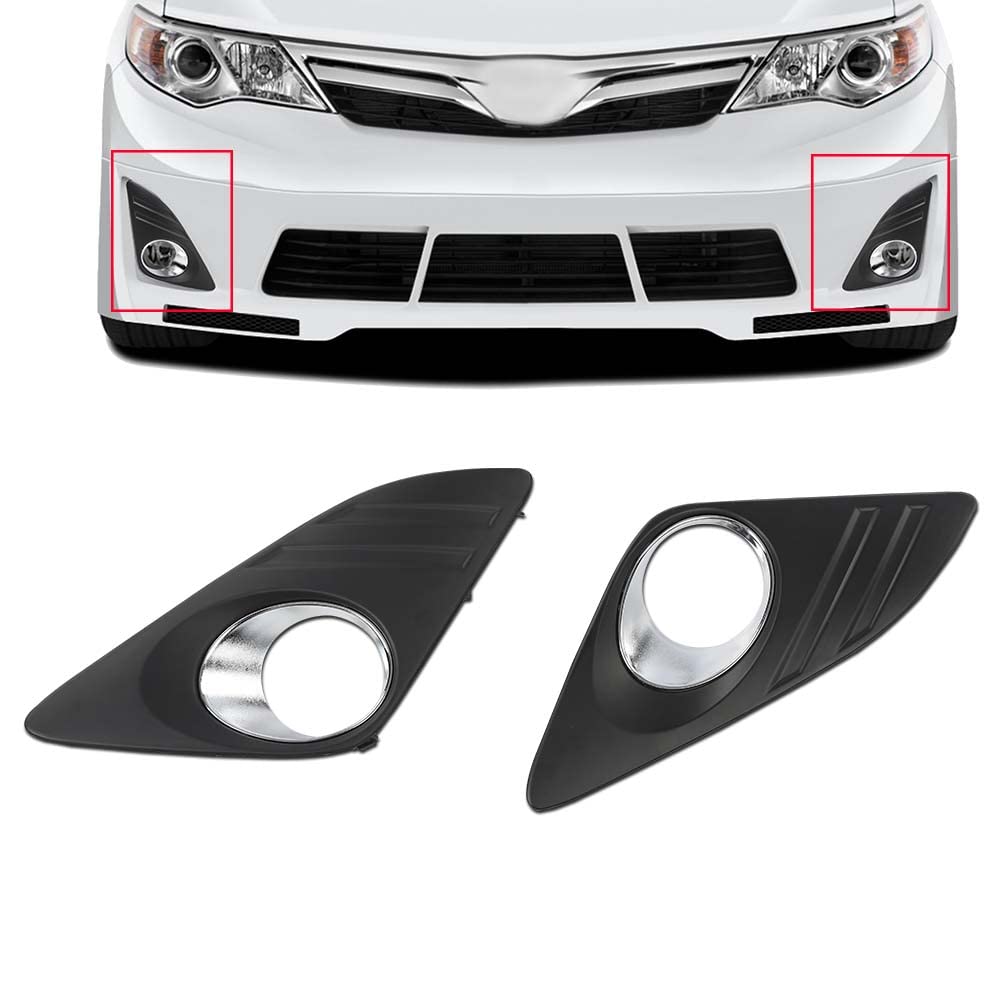 G-PLUS Pair Front Bumper Fog Light Grille Lamp Cover Compatible with Toyota Camry 2012-2014