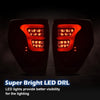 G-PLUS Tail Lights Assembly w/Wiring Harness Rear Brake Lamps, Fit for Ford F150 2009-2014(Only Fit LED Style) Left & Right Smoke lens Black Housing White light bar Luces Traseras Faros Traseros